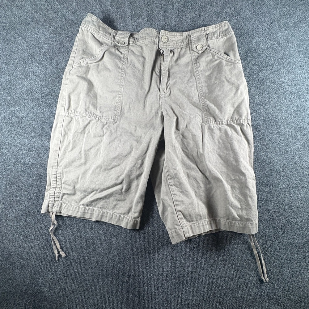 Caribbean Joe Short Womens 35x12.5 Khaki Cotton Hem Drawstring Outdoor Hiking